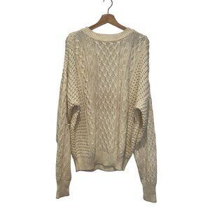 Vintage Cable Knit Oversized Sweater By Structure XL Cream Ramie & Cotton